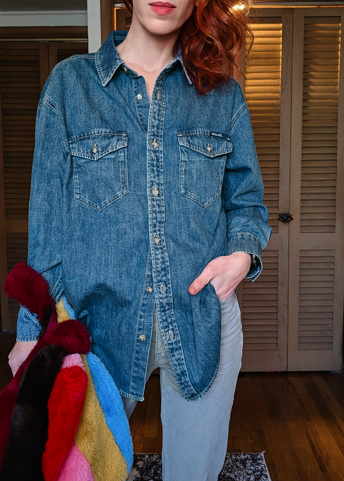 Worn Blue Oversized Denim Shirt