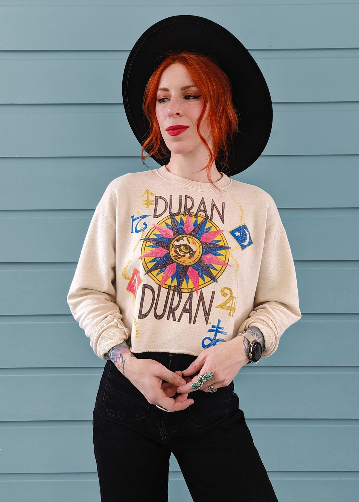 Daydreamer LA Duran Duran Seven and the Ragged Tiger 1984 Tour Crop Sweatshirt. Made in USA and officially licensed