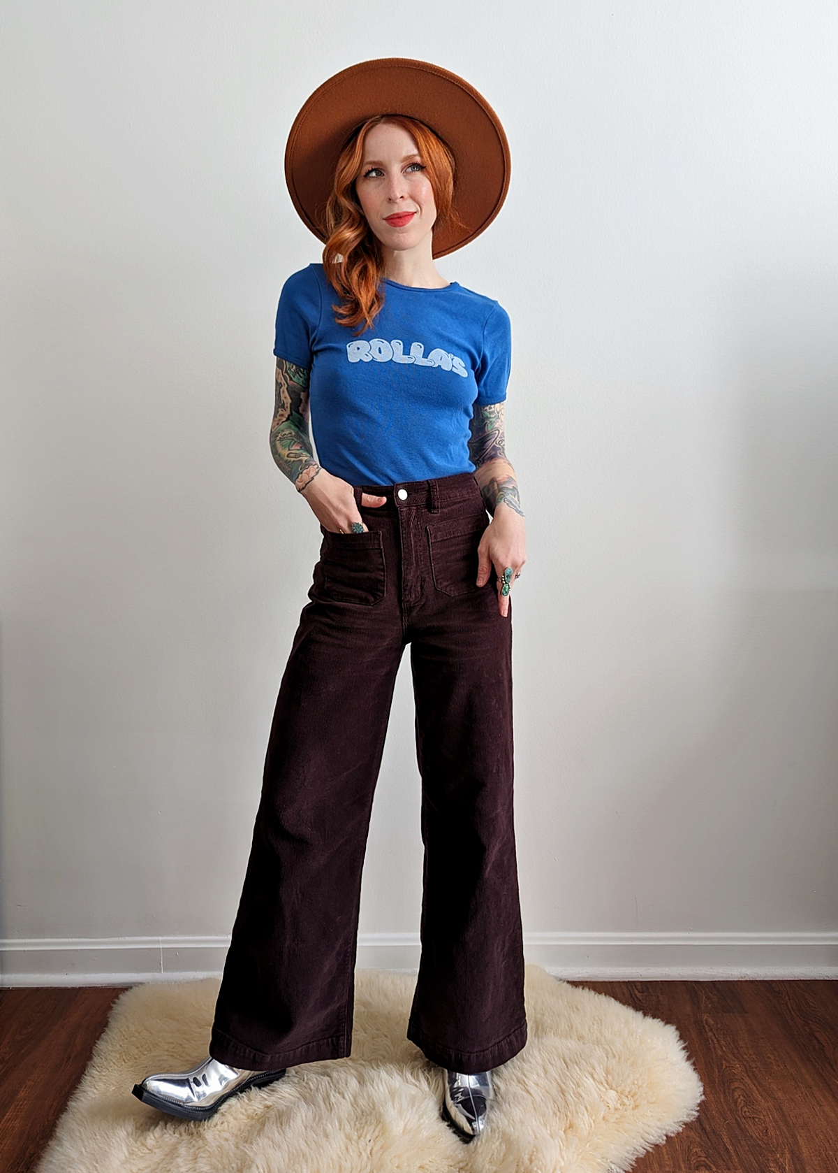 Chocolate Brown Cord Eastcoast Flares By Rolla's – Black Salt