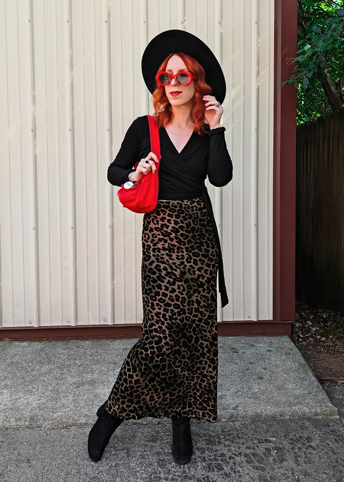 Leopard Print Mesh & Flocked Velvet Maxi Skirt