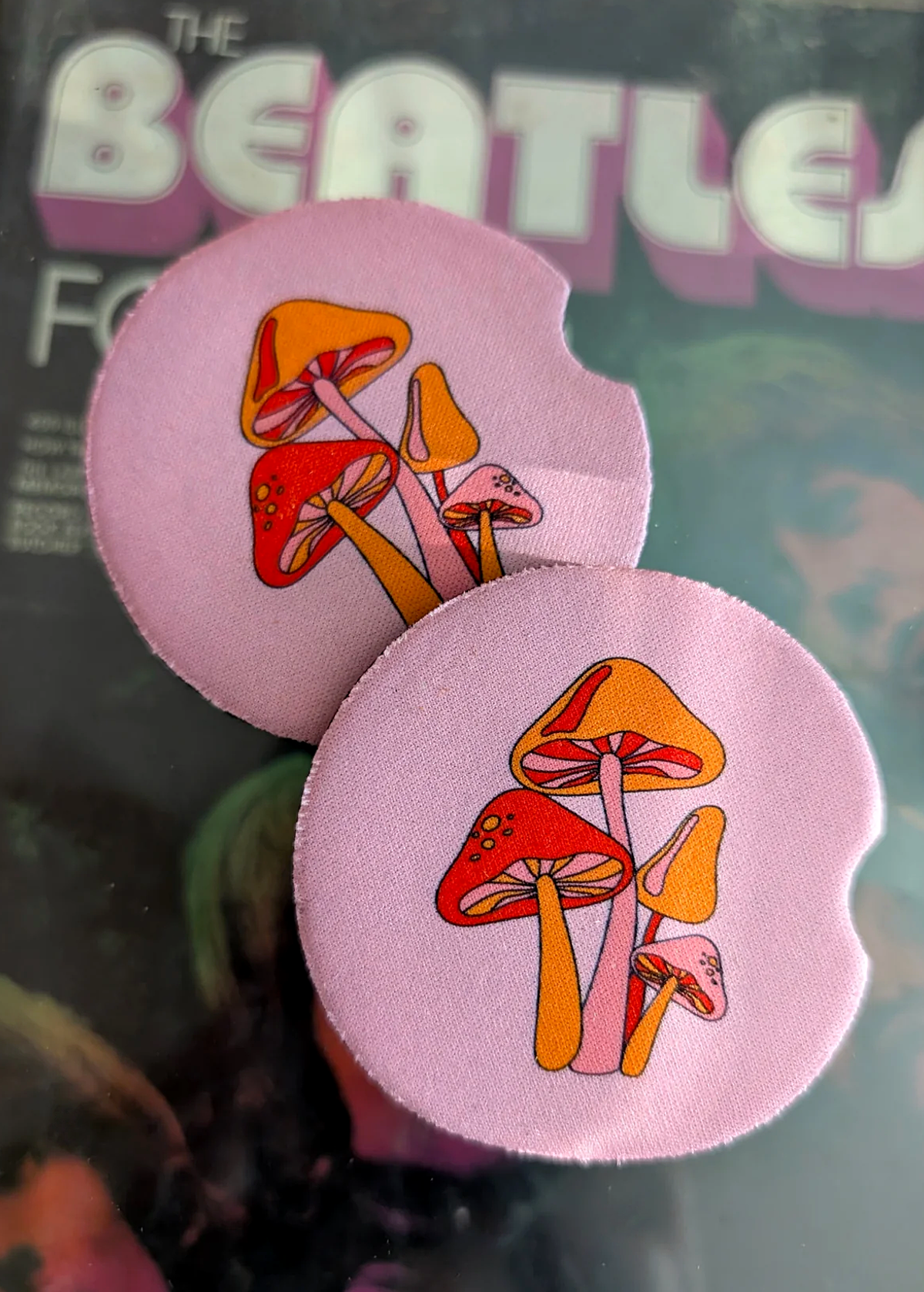 Groovy Mushroom Car Coasters (Set of 2)