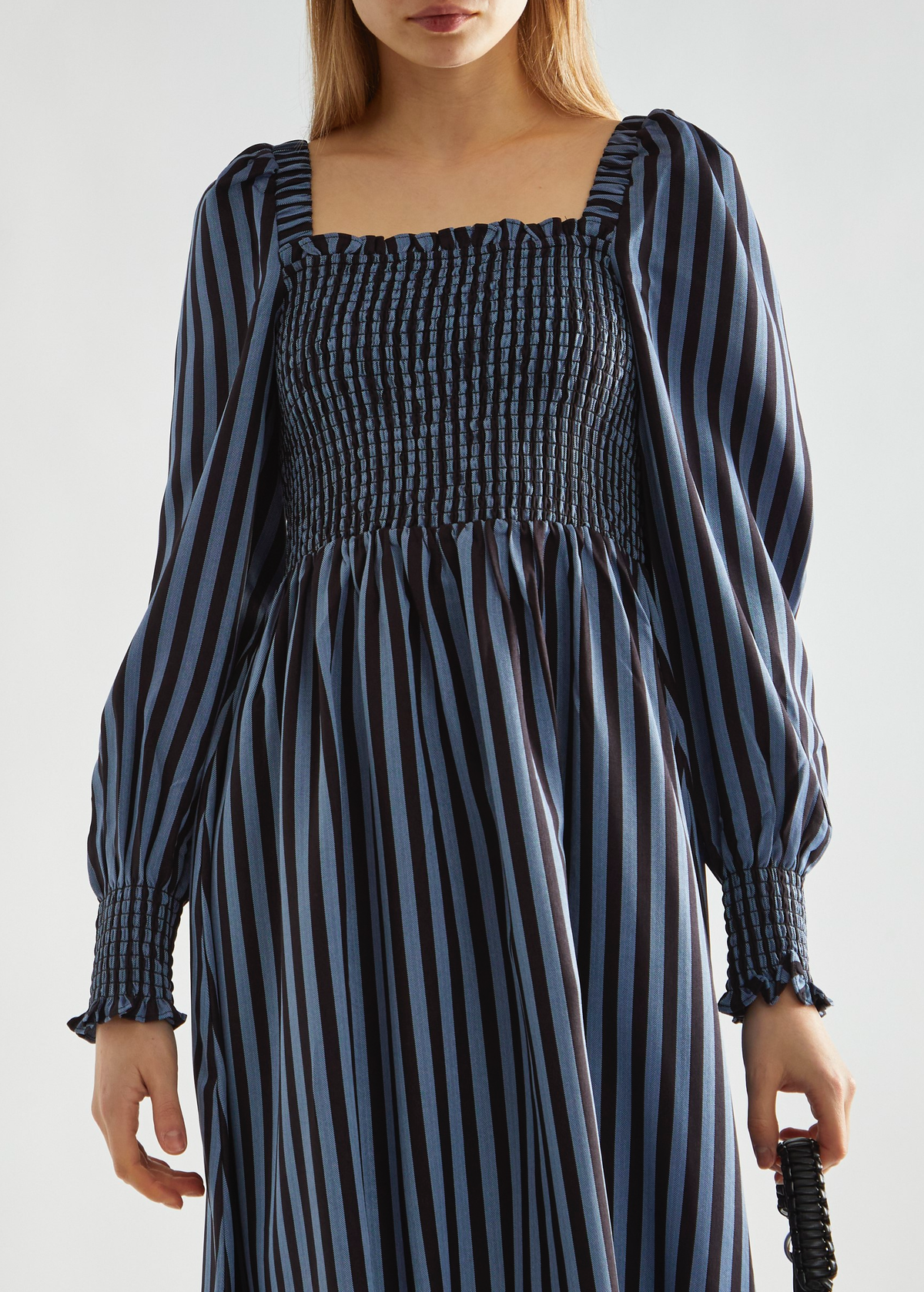 Lydia Black and Blue Stripe Midi Dress