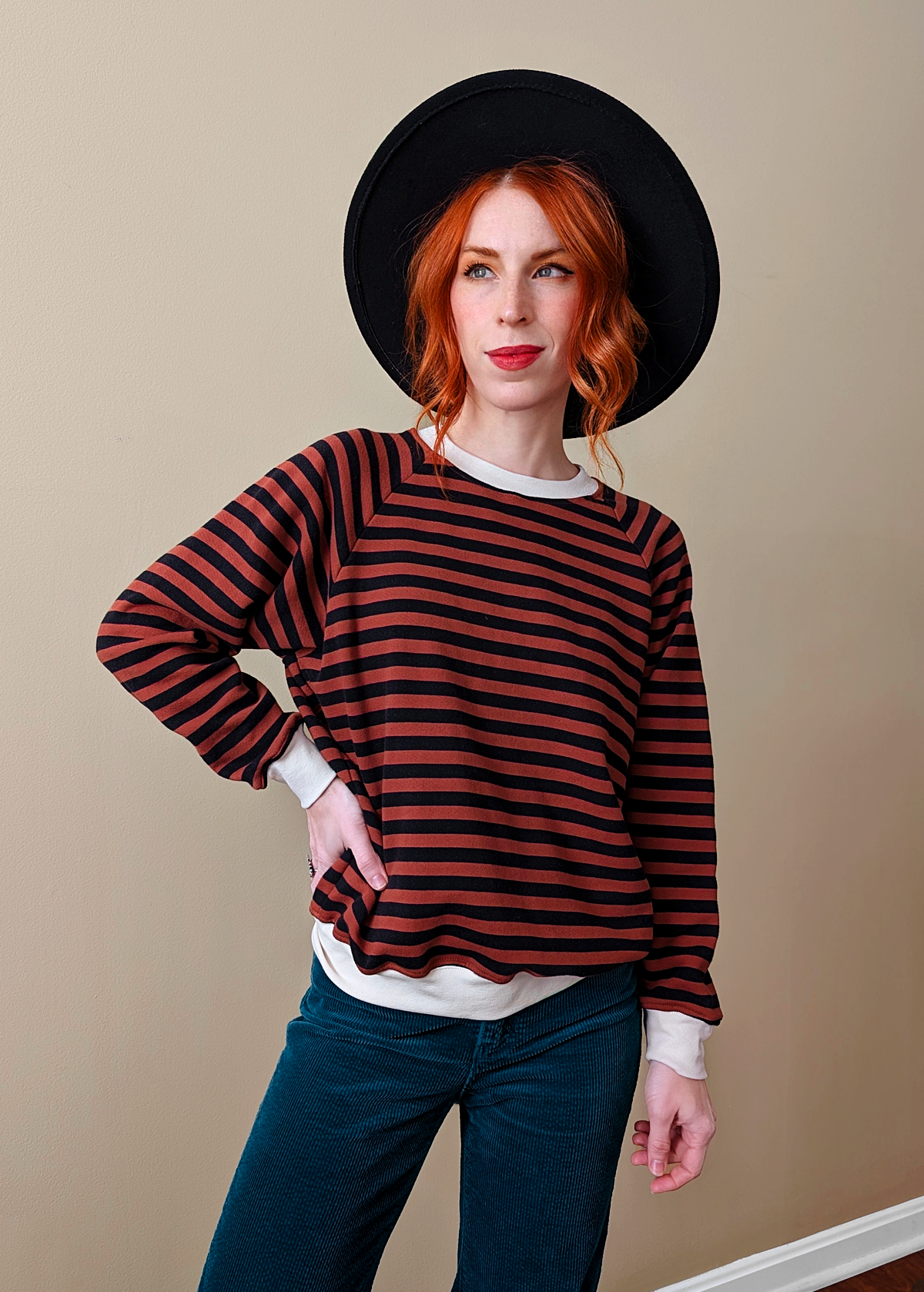 Mahogany Brown & Black Stripe Sweatshirt