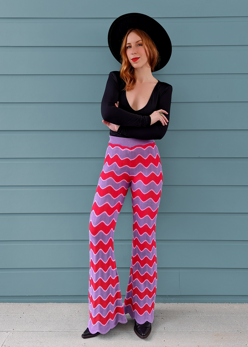 Another Girl Swirl Knit Flare Trousers